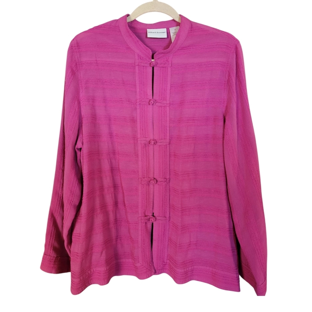 Alfred Dunner Purple Asian Button-Up Blouse Size 16